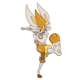 Shiny Cinderace, a fire-type Pokemon